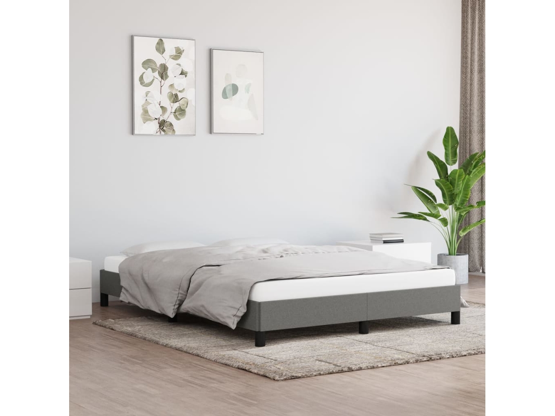 Vidaxl Estrutura De Cama Sem Colchão 140x190 Cm Tecido Cinzento-escuro
