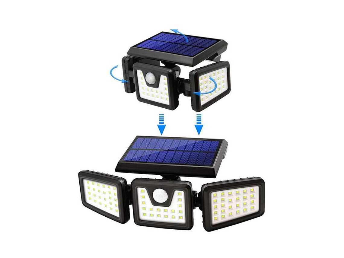 Kit com 3 Unidades, Refletor Solar Led, 70 Leds, Ip65 À Prova D'água, Sensor de Movimento, para Jardim, Áreas Externas AQUAFORGE