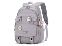 Mochila Mulher Impermeável com Compartimento para Notebook e Design Antirroubo Cinza