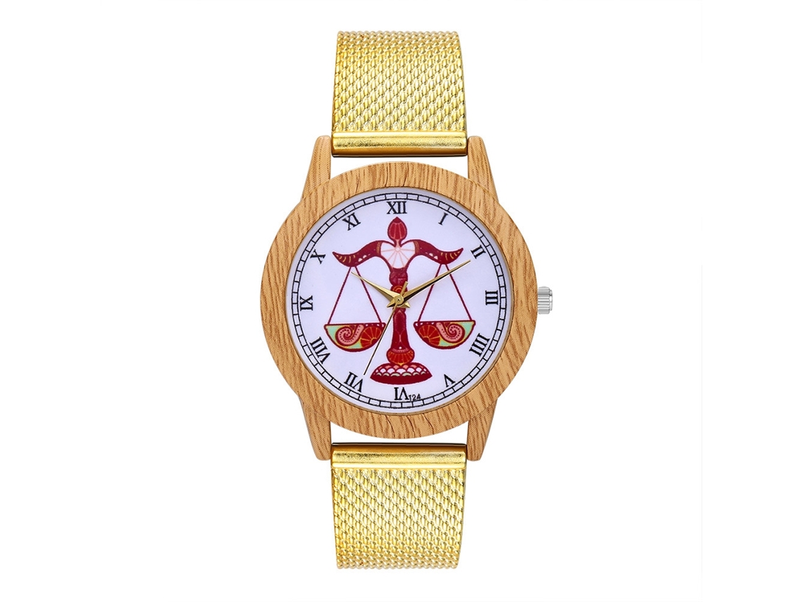 Relógio de Pulso Analógico com Pulseira de Malha Quartzo Estilo Elegante Presente para Amante (ouro)