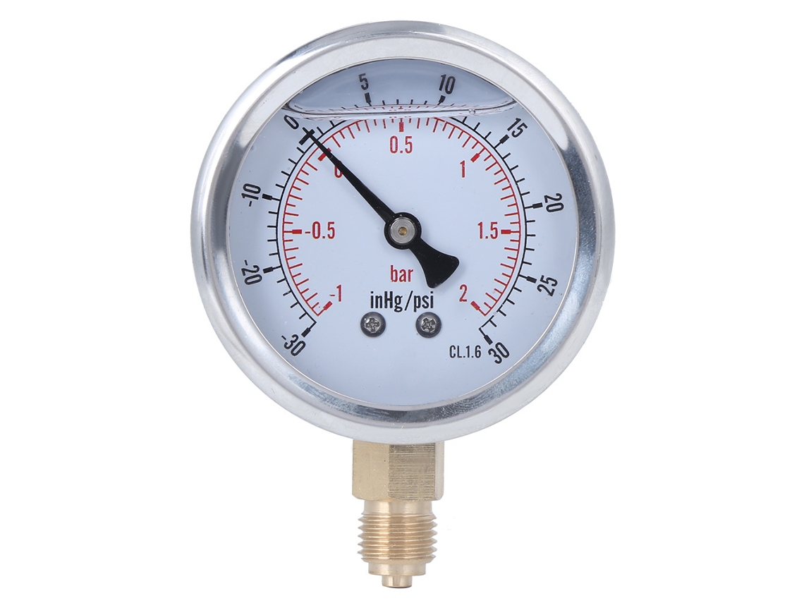 Manômetro Radial de Pressão Ts Pggz604 2bar, aço inox, para medição doméstica e industrial | S/MARCA