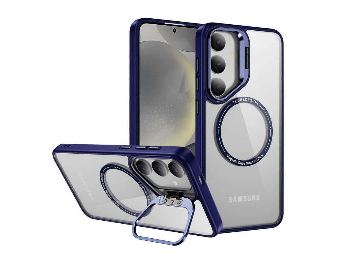 Capa Traseira Transparente Com Suporte Para Samsung Galaxy S25 Compatível Com Magsafe