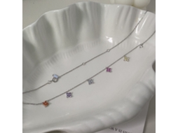 Colar em Prata S925 com Zircônias Coloridas Que Potencializam a Dopamina e Formato de Trevo de Quatro Folhas. MDUG