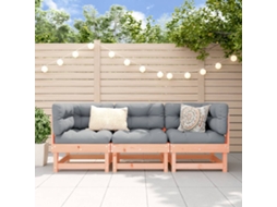 Vidaxl 3 Pcs Conjunto Lounge De Jardim Madeira De Douglas Maciça