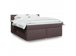 Vidaxl Cama Com Molas/colchão 180x200 Cm Tecido Castanho-escuro