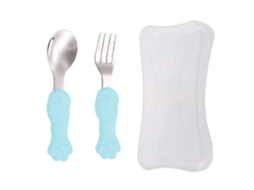 Conjunto de Garfo e Colher para Bebê Utensílios de Treinamento em Silicone NEVEANCE