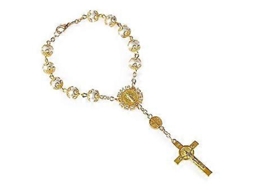 Pulseira De Liga Católica Com Contas De Rosário A Decade Para Mulheres E Homens, Dourada Slowmoose (dourada)