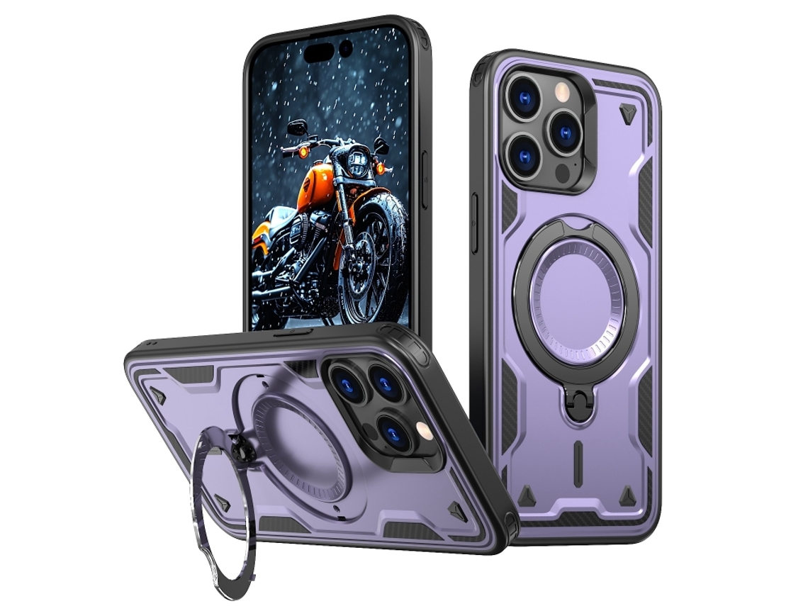 Capa Armor Híbrida Pc Tpu Para Iphone 13 Pro - Suporte De Anel Magsafe