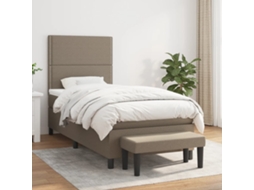 Vidaxl Cama Com Molas/colchão 90x200 Cm Tecido Castanho-acinzentado