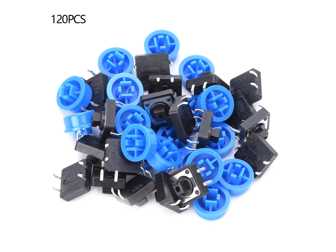60 Pares De Interruptor De Botão Táctil Momentâneo De 4 Pinos Azul Micro Switch