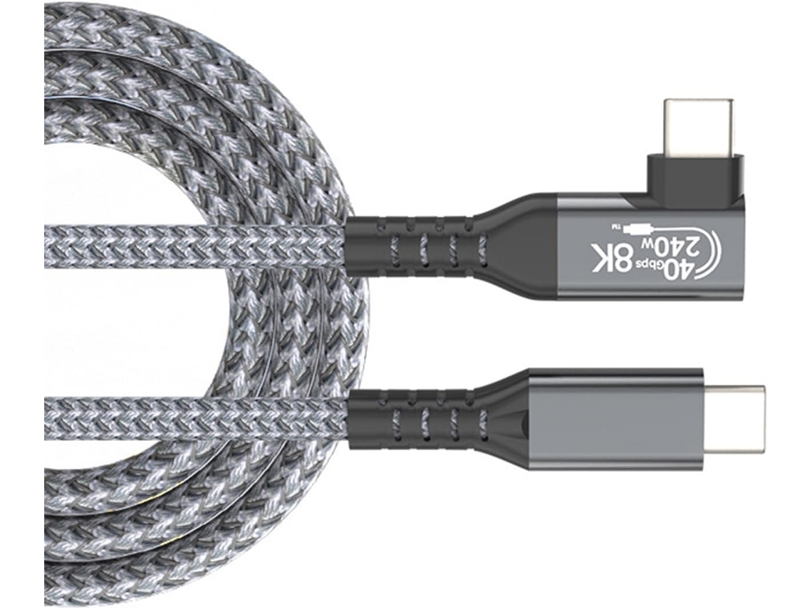 Cabo De Extensão Usb-c Com Cotovelo 90°, Dados Macho-macho 40 Gbps,