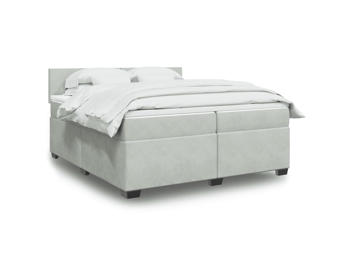 Vidaxl Cama com Molas/colchão 200x200 Cm Veludo Cinzento claro