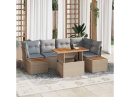 Vidaxl Conjunto De Sofá De Jardim 10 Pcs Bege Rattan Sintético