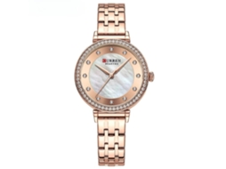 Relógio de Pulso Impermeável de Quartzo com Bracelete em Aço Inoxidável Da Moda Feminina Rosa