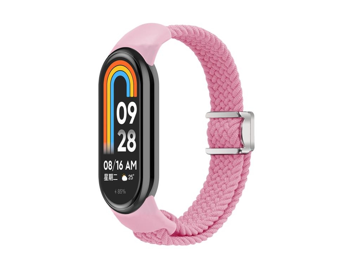 Bracelete Para Xiaomi Smart Band 10/9/8 - Nylon Trançado - Fivela Magnética Rosa