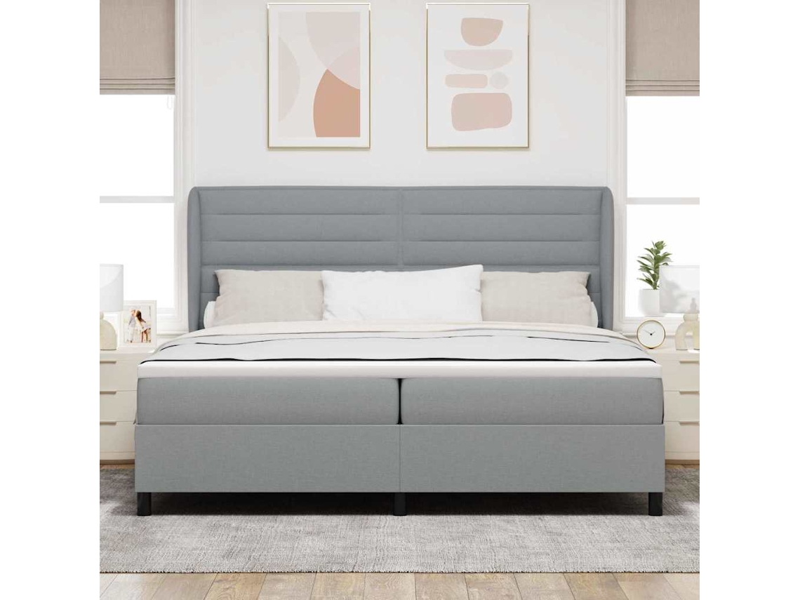 Vidaxl Cama Box Com Colchão Cinzento-claro 200 X 200 Cm Tecido
