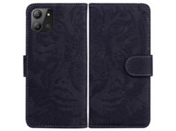 Capa De Celular Dobrável Horizontal Em Couro Com Estampa De Tigre Em Relevo Para Infinix Hot 11 2022