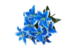 2pcs Lírio Artificial 10 Cabeças Flores Falsas Para Decoração De Casamento E Festas Azul