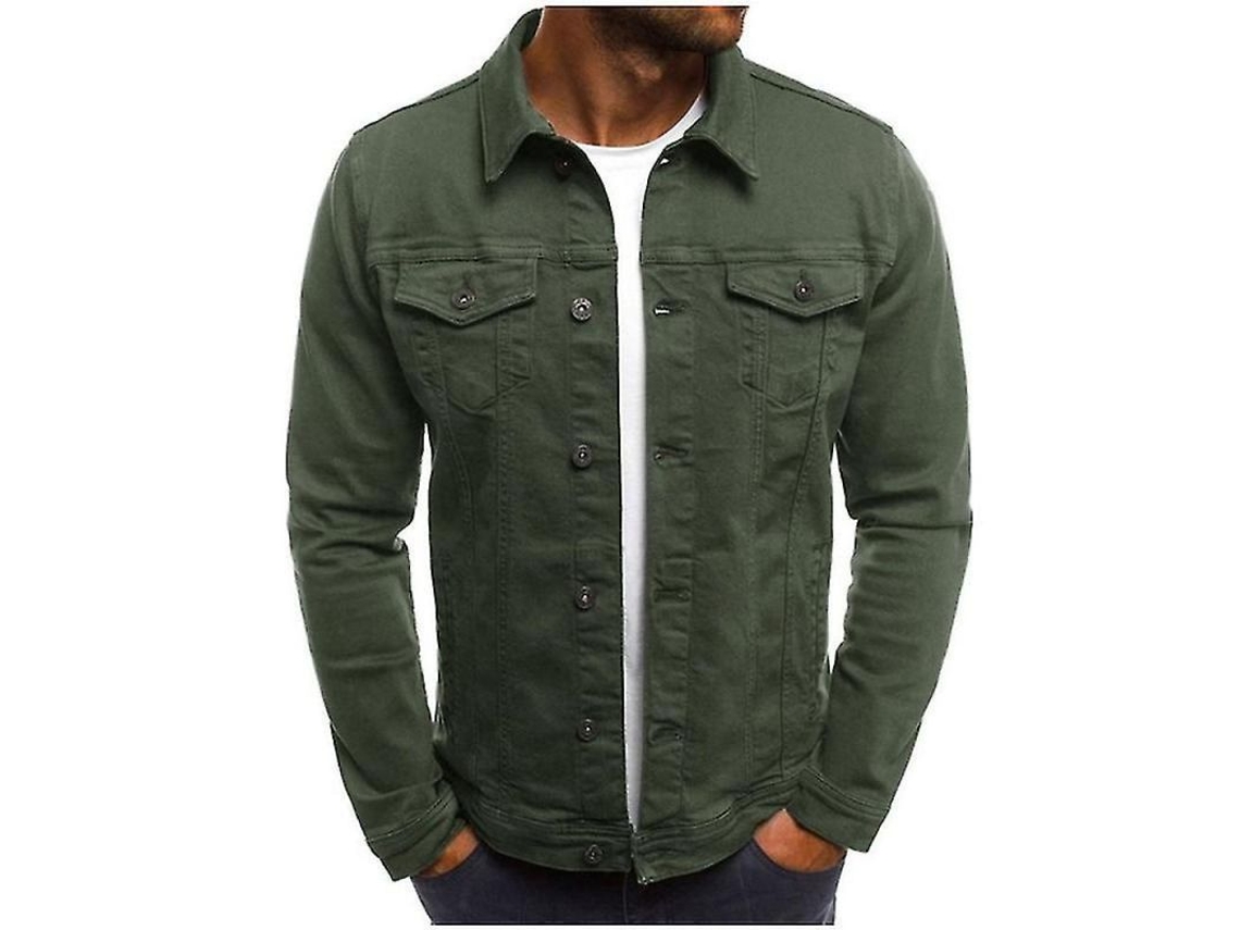 2026 chaqueta Vaquera para Hombre Corta Slim Fit Estilo Fashion Ocm L Verde