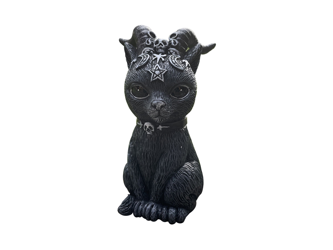Fantasia Gato de Resina Pequeno Ornamento Decorativo para Halloween LAXISCREED