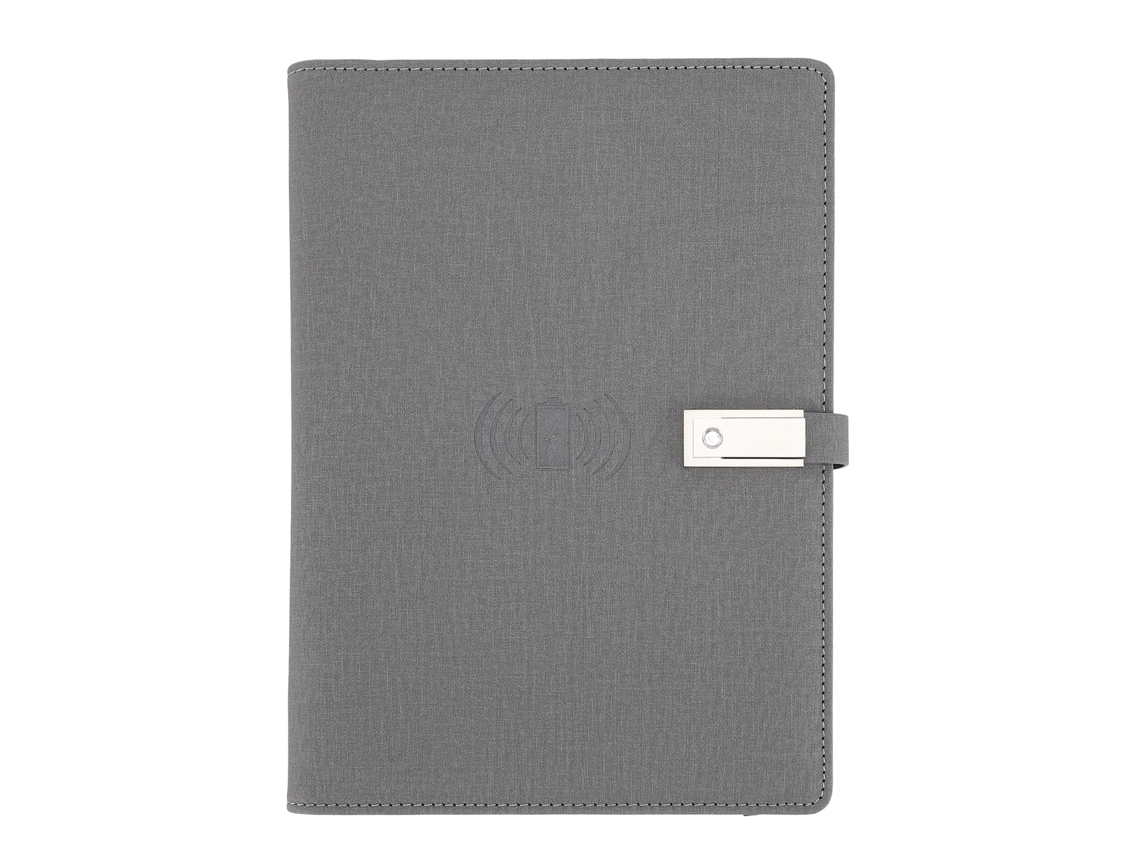 Walshlxq caderno Inteligente de Carga Sem Fio 8000mah com Bateria Portátil e Memória Usb Tamanho A5 Cinza para Reuniões e Estudo