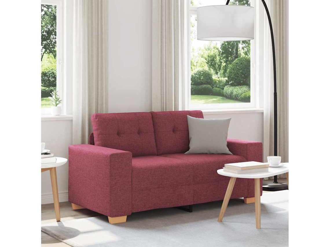 Vidaxl Sofá De Dois Lugares, Vermelho Vinho, 160x77x82 Cm, Tecido