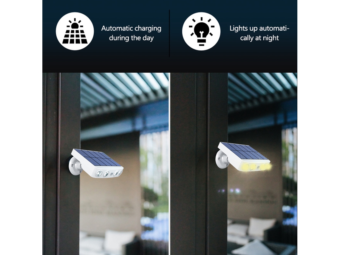 2pcs Lâmpada de Parede Solar Led com Sensor de Movimento Rotativa Ip65 | S/MARCA
