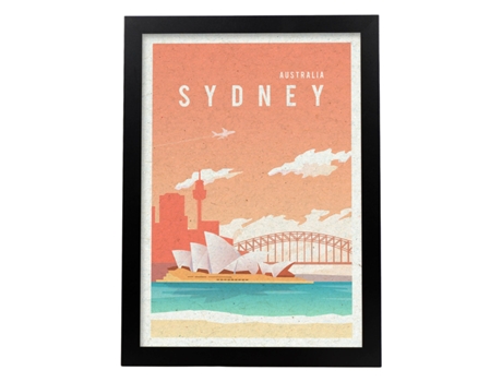 Póster NACNIC Perda de Sydney. Estilo Vintage. O Opera em Cores. Sydne y Black Black Framework Woodn Woodn