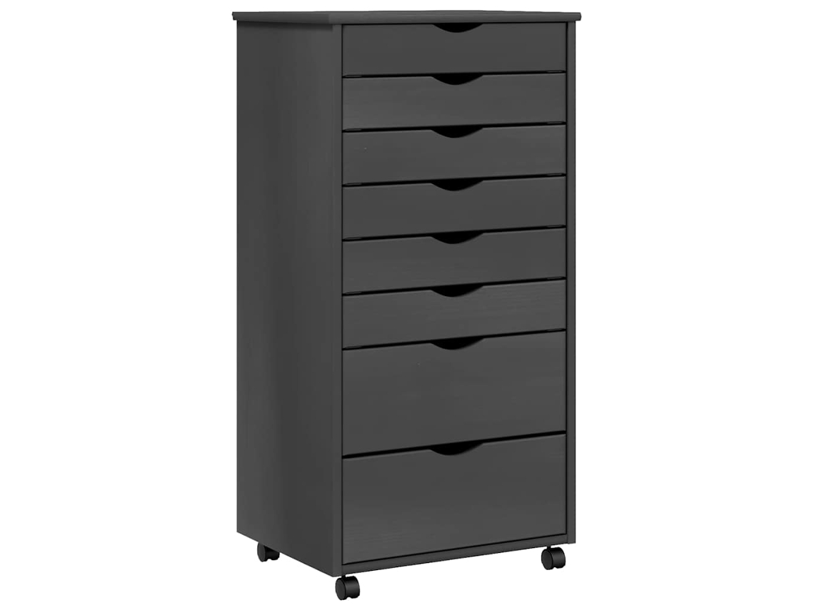 Rolling Cabinet, Rolling Cabinets Vidaxl Cinzeto Madeira De Pinho (53 X 39 X 103 Cm)