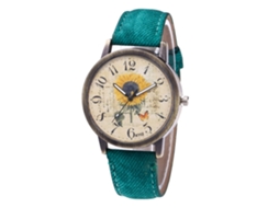 Relógio de pulso Zhoulianfa Unisex com pulseira de jeans e mecanismo de quartzo (verde)