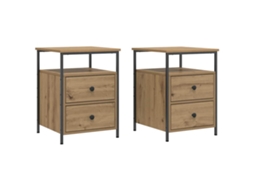 Conjunto 2 Mesa de cabeceira VIDAXL Marrom Madeira processada