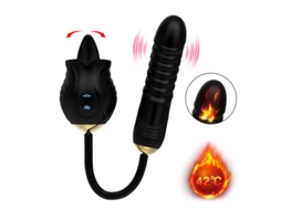 Vibrador de Massagem Telescópica para Lamber a Língua Rosa para Mulheres Preto YIZHOOD