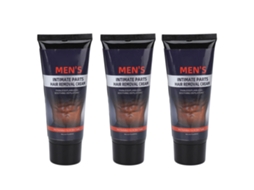 Creme depilatório masculino, 3 unidades de 60ml, suave e indolor, inibe o crescimento de pelos.