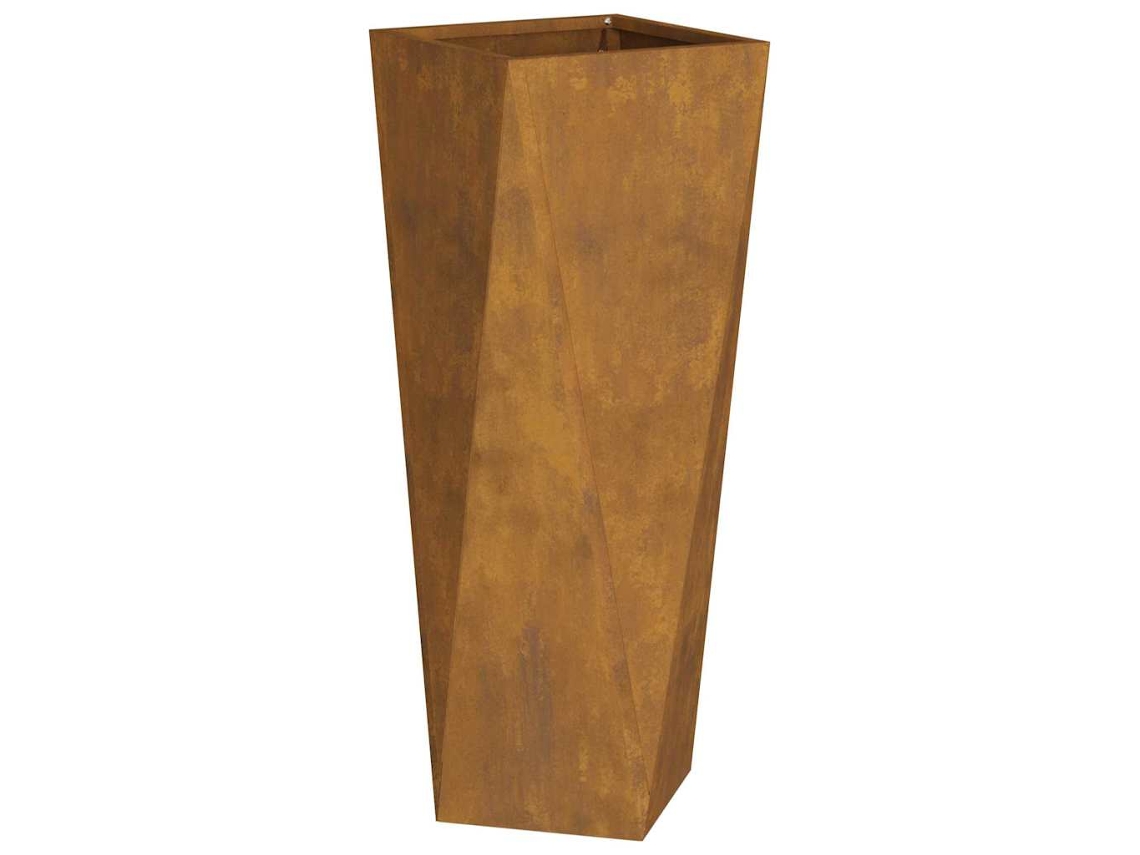 Conjunto 1 Caixa De Vaso Vidaxl Castanho Aço (30 X 30 X 75 Cm)