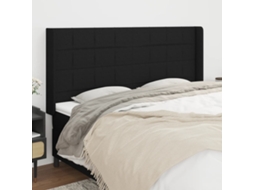 Vidaxl Cabeceira De Cama C/ Abas Tecido 203x16x118/128 Cm Preto