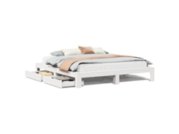 Bed Frame, Bed Frames Vidaxl Branco Madeira De Pinho (200 X 200 Cm)
