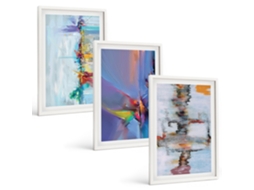 Conjunto De Pinturas Composições Abstratas Pictóricas Espelharte (3 Peças 40x60 Cm)