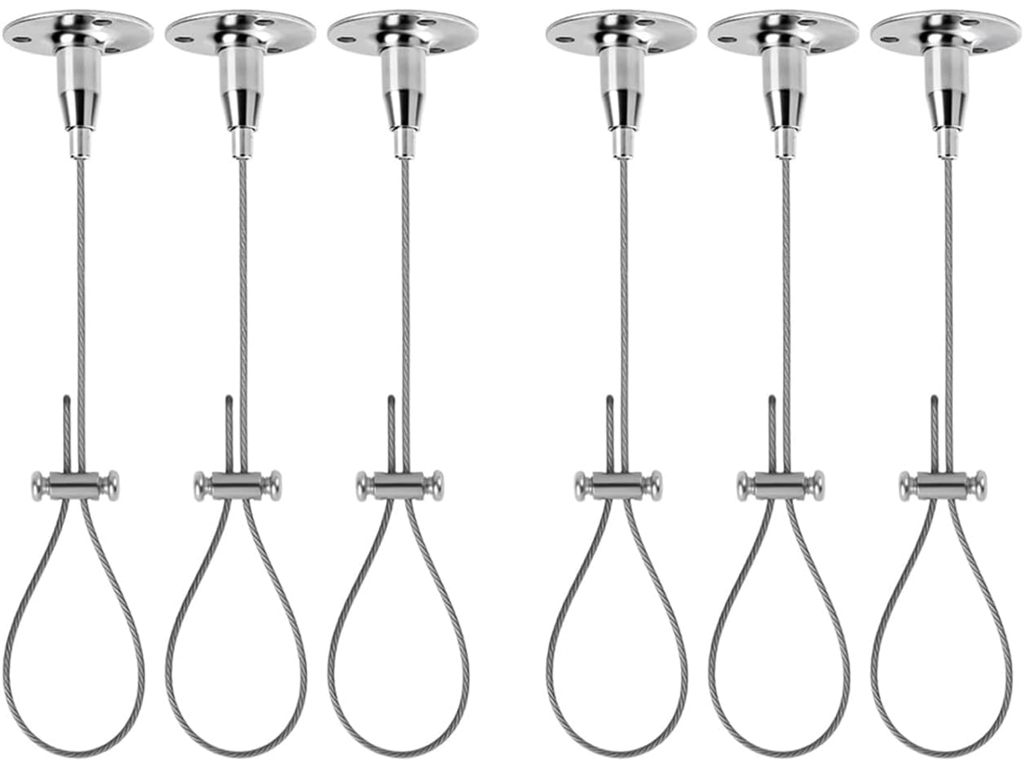 Conjunto de 6 suportes em aço inoxidável para barra de chuveiro, ajustáveis para montagem superior, com capacidade de carga integrada.