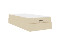 Conjunto 2 Estrutura Da Cama Vidaxl Creme Tecido (90 X 200 Cm)
