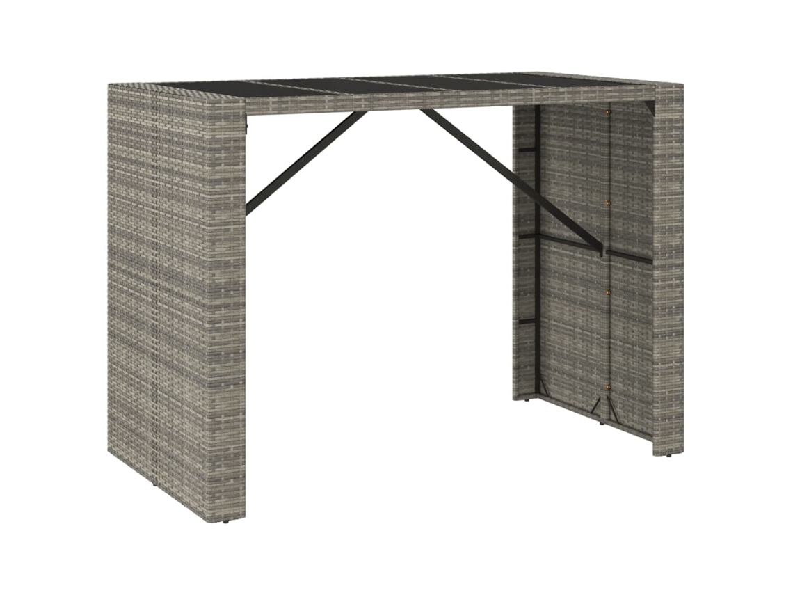 Mesa de bar com tampo de vidro em Vime Pe Cinzento MAISON EXCLUSIVE (145x80x110 cm)