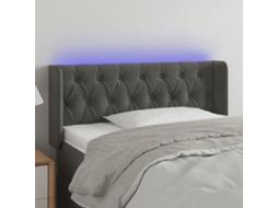 Vidaxl Cabeceira Cama C/ Luzes Led Veludo 93x16x78/88cm Cinza-escuro