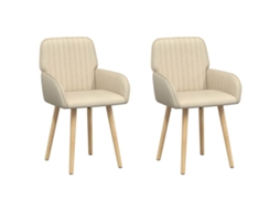 Conjunto 2 Cadeiras De Jantar Vidaxl Creme Tecido (56,5 X 50 X 87,5 Cm)