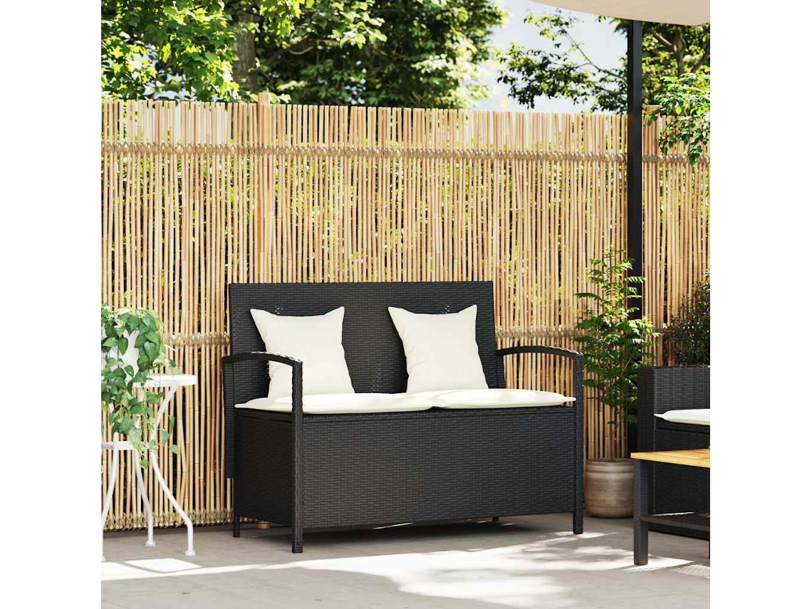 Maison Exclusive - Banco De Jardim Para Arrumação Com Almofada Vime Pe Preto