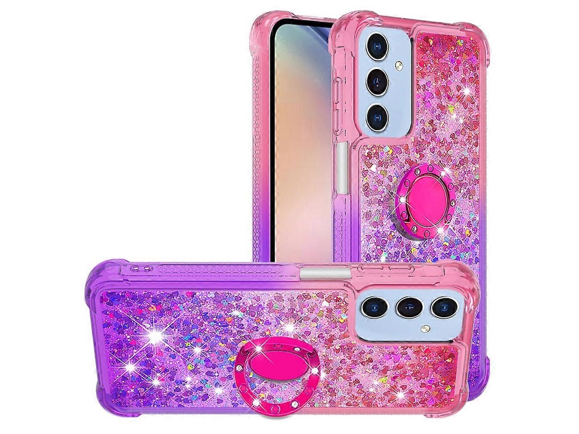 Capa De Tpu Com Suporte Para Samsung Galaxy A17 5g, Cor Gradiente, Areia Movediça, À Prova De Choque, Rosa E Roxo