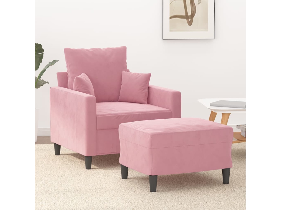 Vidaxl Poltrona Com Apoio De Pés 60 Cm Veludo Rosa