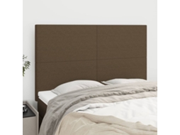 Vidaxl Cabeceira Castanho Escuro 144x5x118/128 Cm Tecido
