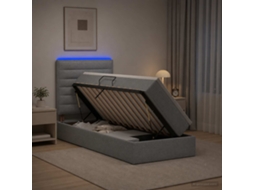 Vidaxl Cama De Armazenamento Led Com Colchão Cinzento-claro