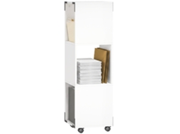 Arquivo Móvel Com 3 Comp. Abertos, Suporte Impressora, 2 Travões, Branco