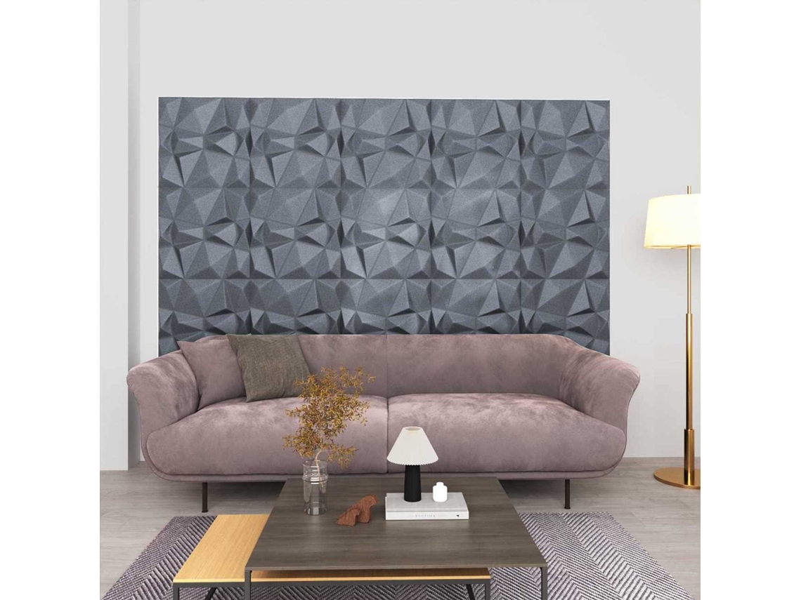 Vidaxl Painéis De Parede 24 Unid. 50 X 50 Cm Cinza Diamante Espuma Xps