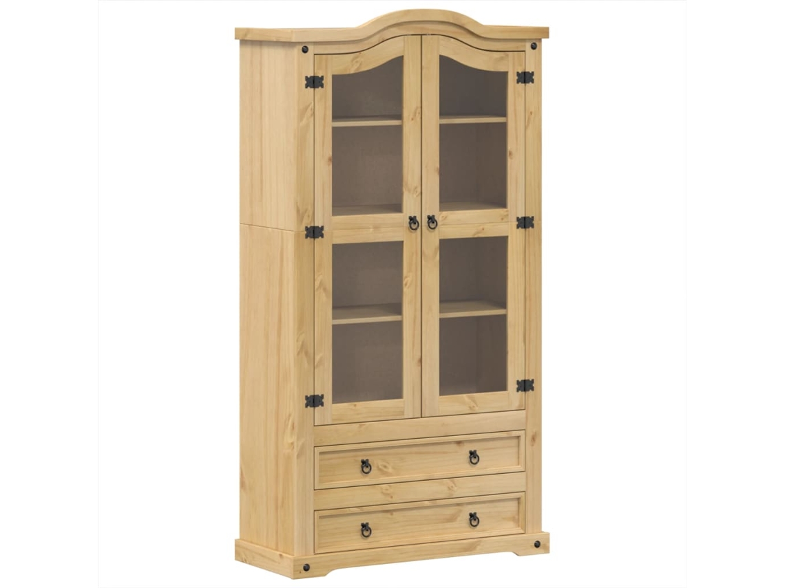 Móvel expositor com portas de vidro VIDAXL Marrom Madeira (99x43x187 cm)